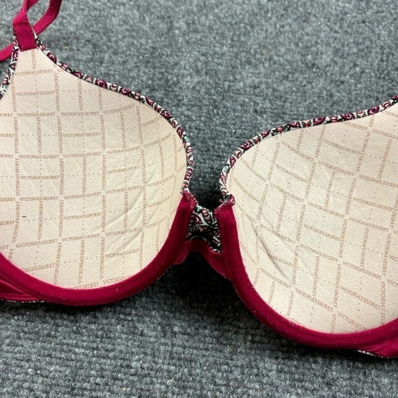VICTORIA’S SECRET Women’s Perfect Shape Maroon Pattern Bra size: 34B - Picture 4 of 5